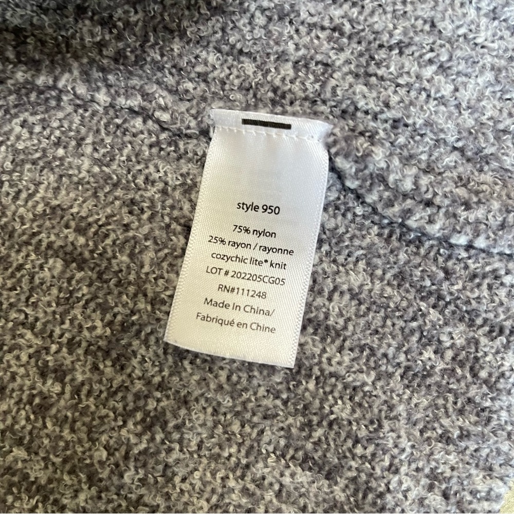 Barefoot Dreams CozyChic Lite Ribbed Robe S / M in Pacific Blue Pearl (Gray) - Picture 8 of 11